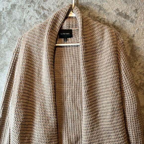 La Fee Verte Anthropologie Tan Knitted Cardigan LG Cotton Wool Cottage Comfort - Picture 5 of 6